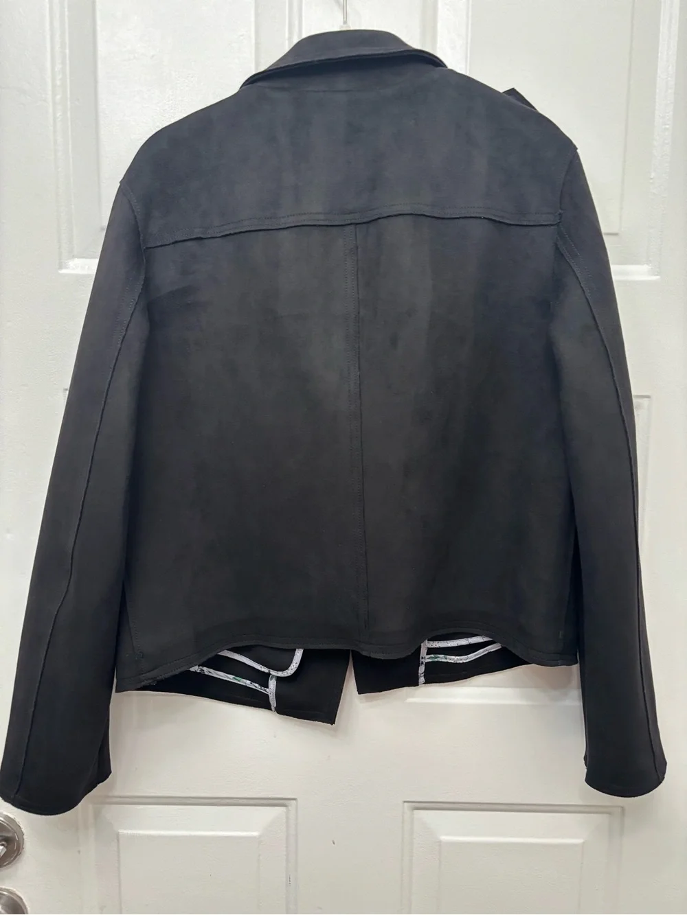 Tahari Black Suede-Look Faux Leather Moto Jacket with Zip Pockets - Picture 2 of 8